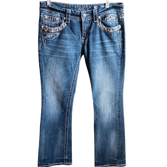Miss Me Womens Bootcut Jeans Size 29 Signature Rise With Studded Pocket Detail - Picture 3 of 6